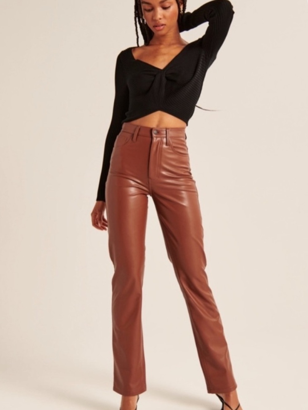 Abercrombie The 90s Straight Ultra-High Rise leather pants